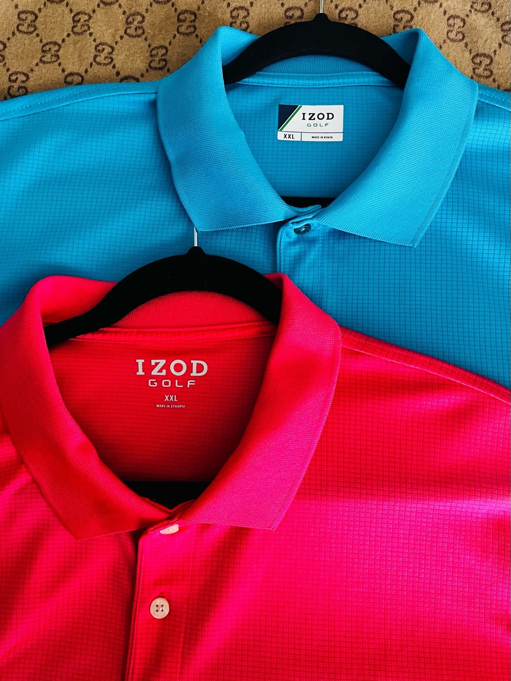 Izod Men's Golf shirts Turquoise &  Peach Pristine condition NWOT